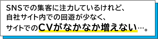 SNSでの集客に注力しているけれど、自社サイト内での回遊が少なく、サイトでのCVがなかなか増えない。